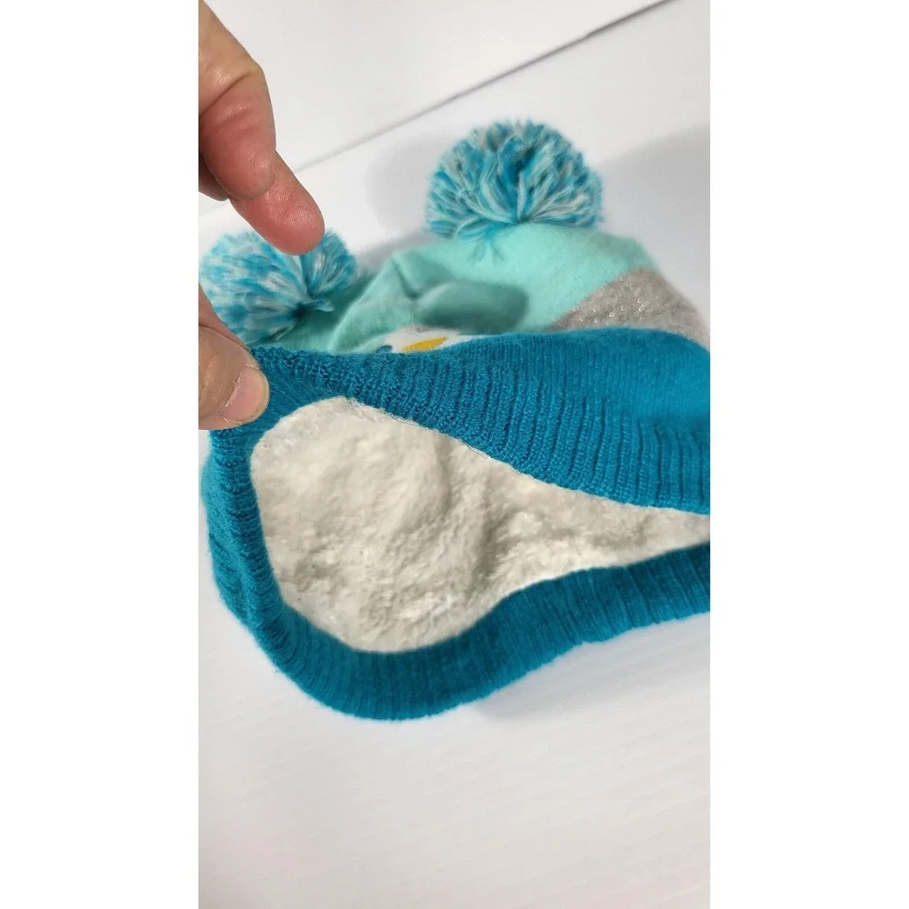 Owl Pom Pom Beanie Hat Winter Knit Warm Fleece Lined OSFM